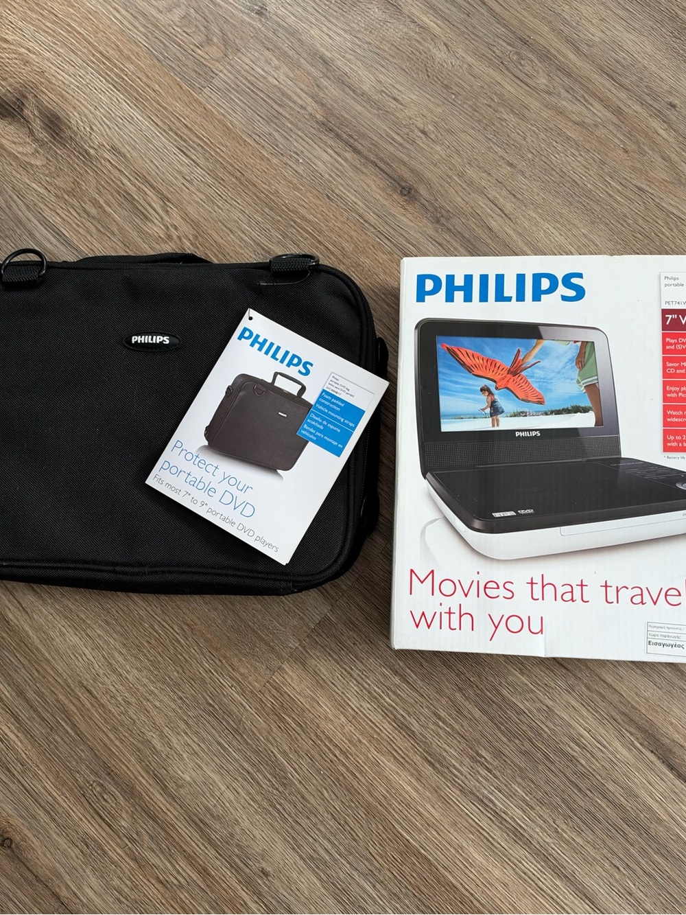 Philips Portable DVD Player with Black Carry Case and Box